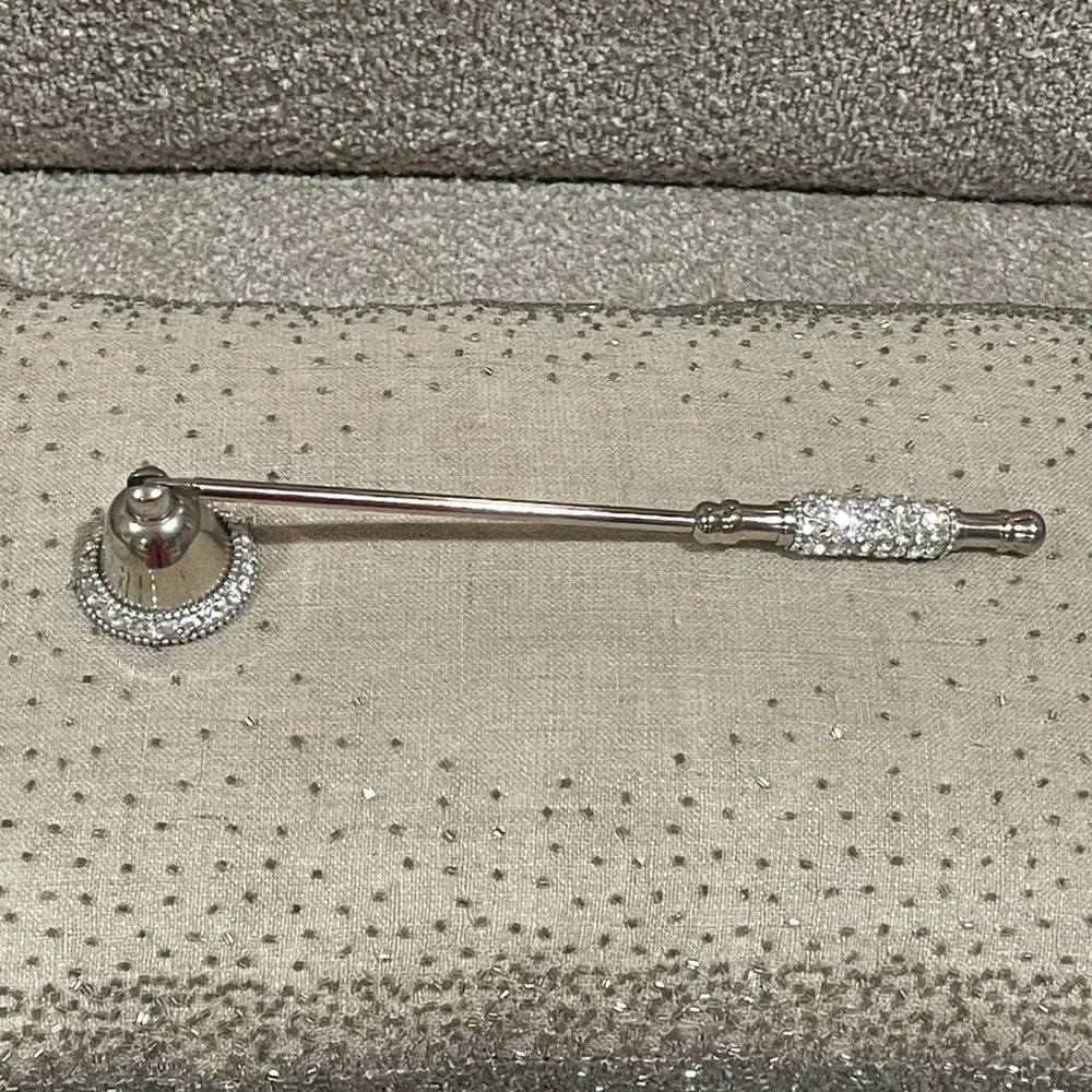Silver Metal Candle Snuffer with Crystals